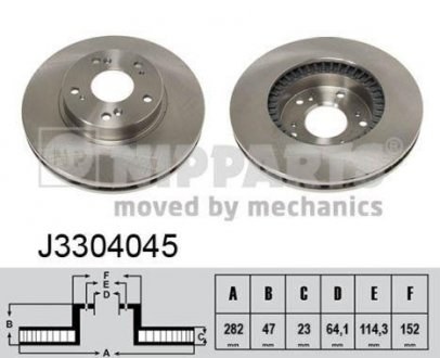 Вентилируемый тормозной диск nipparts J3304045