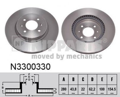Вентилируемый тормозной диск nipparts N3300330