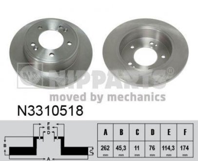 Задний тормозной диск nipparts N3310518
