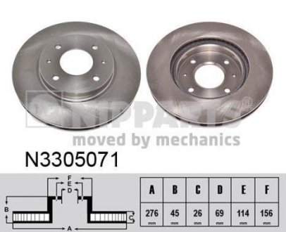 Вентилируемый тормозной диск nipparts N3305071