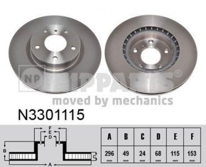 Вентилируемый тормозной диск nipparts N3301115