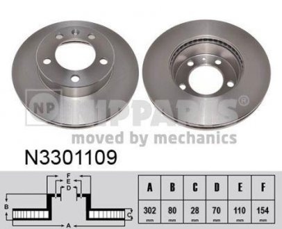 Вентилируемый тормозной диск nipparts N3301109