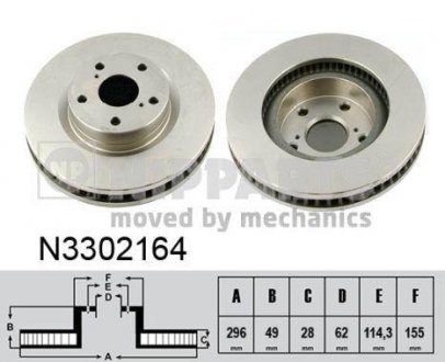Вентилируемый тормозной диск nipparts N3302164