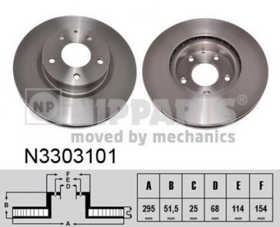 Вентилируемый тормозной диск nipparts N3303101