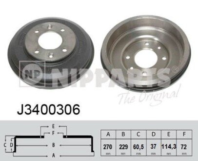 Гальмiвний барабан nipparts J3400306 на Киа Каренс 2, 3