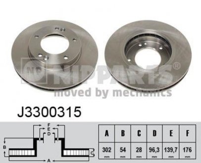 Вентилируемый тормозной диск nipparts J3300315