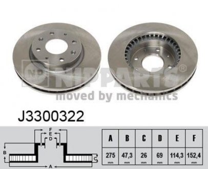 Вентилируемый тормозной диск nipparts J3300322