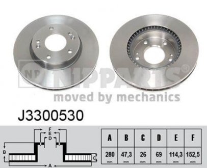 Вентилируемый тормозной диск nipparts J3300530