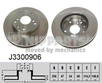 Вентилируемый тормозной диск nipparts J3300906