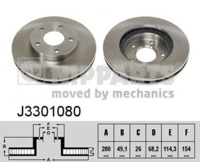 Вентилируемый тормозной диск nipparts J3301080
