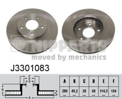 Вентилируемый тормозной диск nipparts J3301083