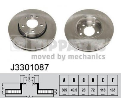 Вентилируемый тормозной диск nipparts J3301087