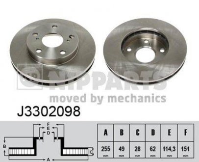 Вентилируемый тормозной диск nipparts J3302098