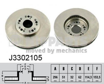 Вентилируемый тормозной диск nipparts J3302105