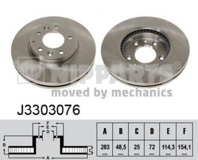 Вентилируемый тормозной диск nipparts J3303076