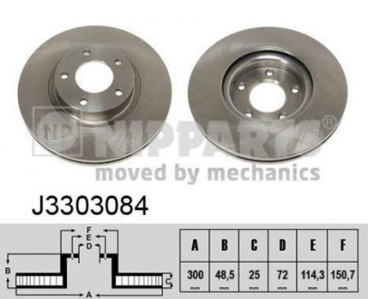 Вентилируемый тормозной диск nipparts J3303084