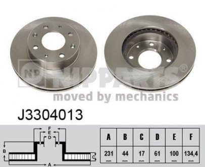 Вентильований гальмівний диск nipparts J3304013