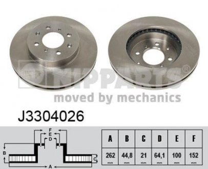 Вентилируемый тормозной диск nipparts J3304026