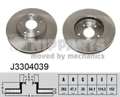 Вентилируемый тормозной диск nipparts J3304039