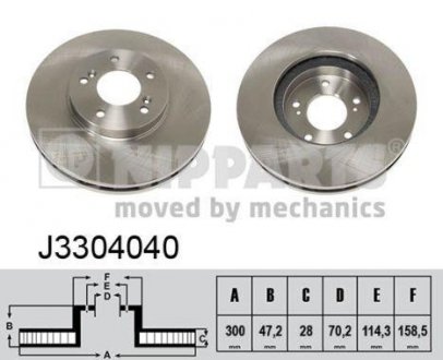 Вентилируемый тормозной диск nipparts J3304040