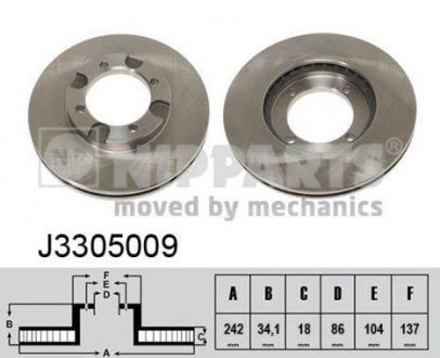Вентилируемый тормозной диск nipparts J3305009