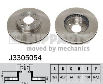 Вентилируемый тормозной диск nipparts J3305054