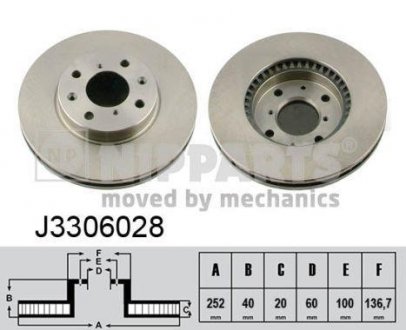 Вентилируемый тормозной диск nipparts J3306028