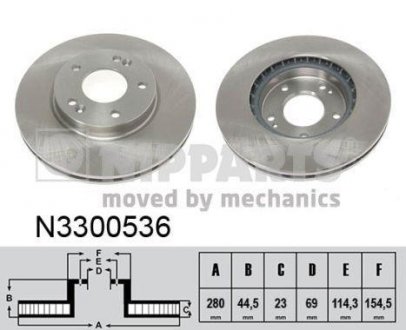Вентилируемый тормозной диск nipparts N3300536