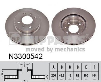 Вентилируемый тормозной диск nipparts N3300542
