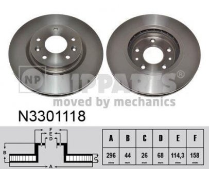 Вентилируемый тормозной диск nipparts N3301118
