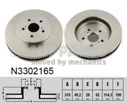 Вентилируемый тормозной диск nipparts N3302165