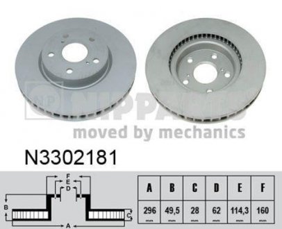 Вентильований гальмівний диск nipparts N3302181