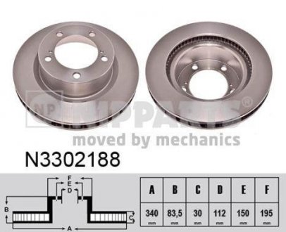 Передній гальмівний (тормозний) диск nipparts N3302188