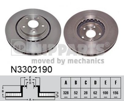 Вентилируемый тормозной диск nipparts N3302190