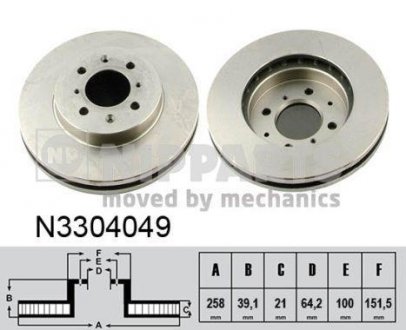 Вентильований гальмівний диск nipparts N3304049