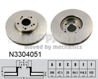 Вентилируемый тормозной диск nipparts N3304051