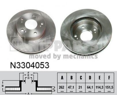 Вентилируемый тормозной диск nipparts N3304053
