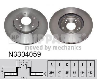 Вентилируемый тормозной диск nipparts N3304059
