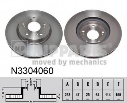 Вентилируемый тормозной диск nipparts N3304060