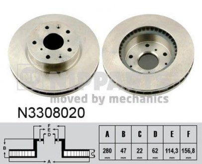 Вентилируемый тормозной диск nipparts N3308020