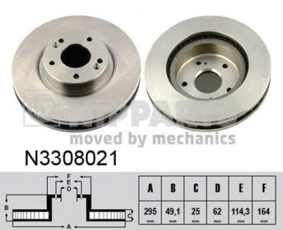 Вентилируемый тормозной диск nipparts N3308021