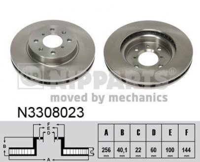 Вентилируемый тормозной диск nipparts N3308023