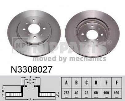 Вентилируемый тормозной диск nipparts N3308027