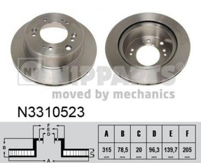Вентилируемый тормозной диск nipparts N3310523