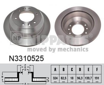 Задній гальмівний (тормозний) диск nipparts N3310525