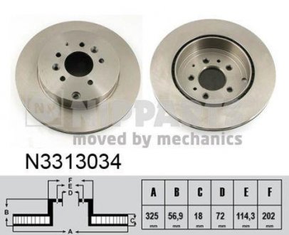 Вентилируемый тормозной диск nipparts N3313034
