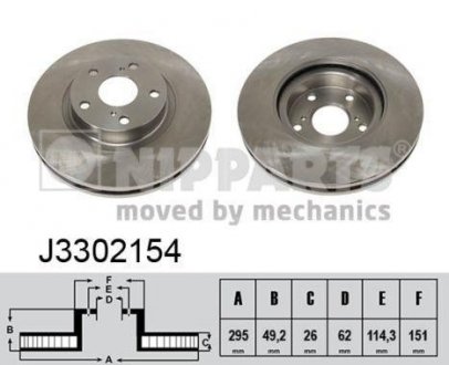 Вентилируемый тормозной диск nipparts J3302154