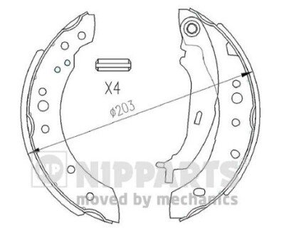 Колодки ручного (стоячого) гальма nipparts N3505043 на Митсубиси Colt