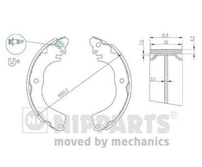 Колодки ручного (стоячого) гальма nipparts N3505049