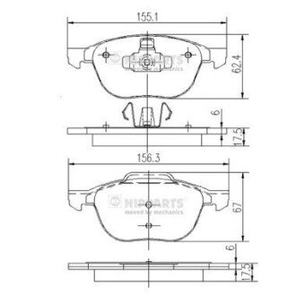 Передние тормозные колодки nipparts J3603063 на Форд Connect